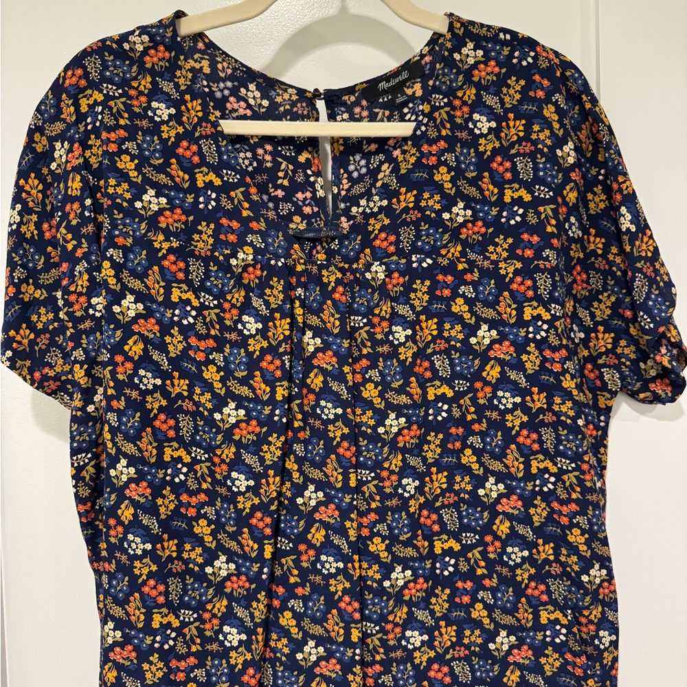 Madewell Navy Floral Blouse